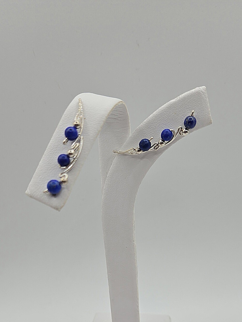 Silver Lapis Lazuli Ear Climber Earrings